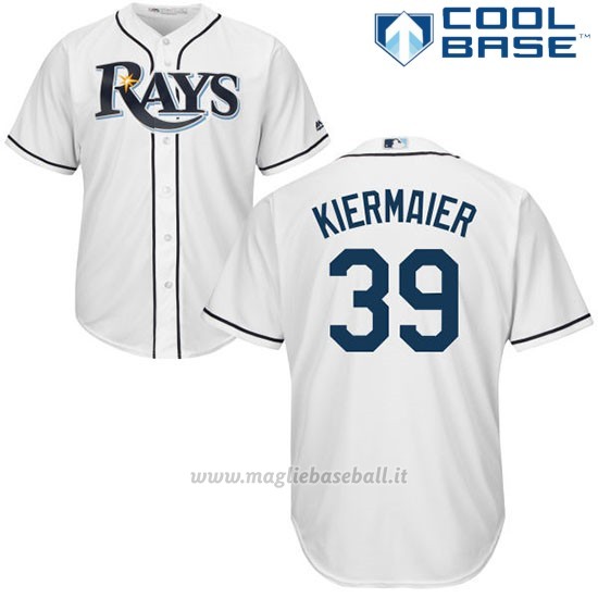 Maglia Baseball Uomo Tampa Bay Rays Kevin Kiermaier Bianco Autentico Collezione Cool Base